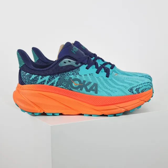 Hoka Blue Orange Engineered Knit Upper Flared Midsole Running Shoes 3