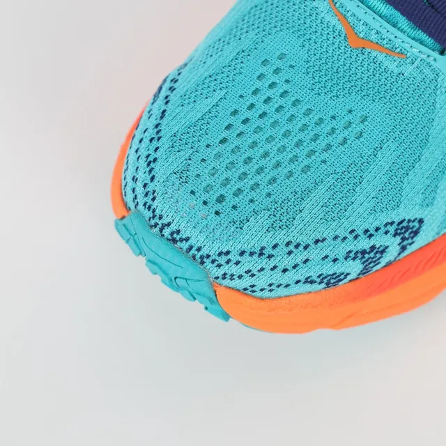 Hoka Blue Orange Engineered Knit Upper Flared Midsole Running Shoes 5