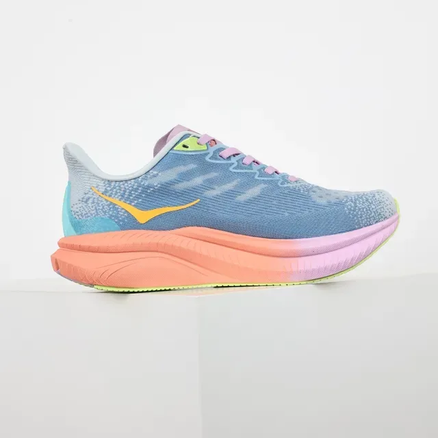 Hoka Blue Pink Engineered Knit Upper Gradient Midsole Running Shoes 7