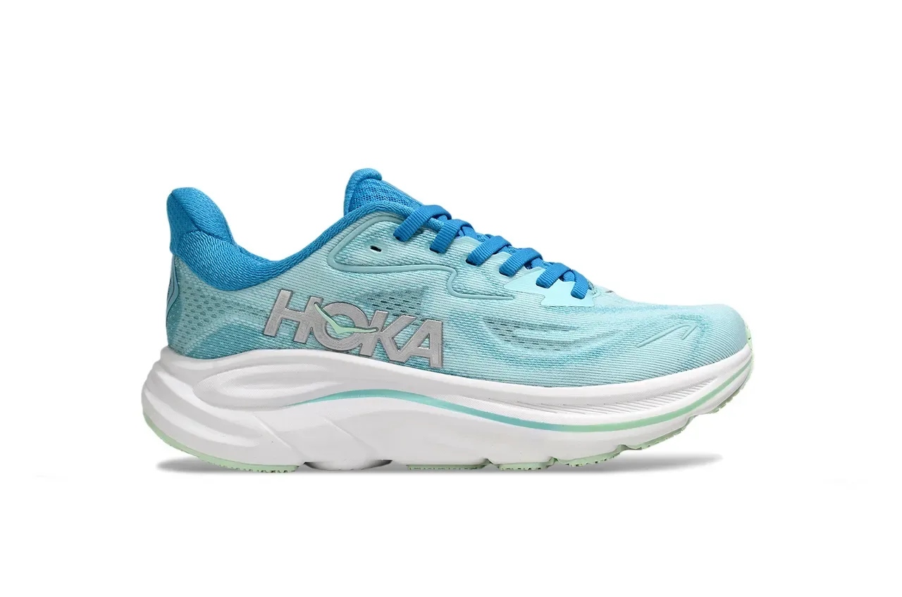 Hoka Blue White Engineered Knit Upper Thick Sculpted Midsole Running Shoes 2