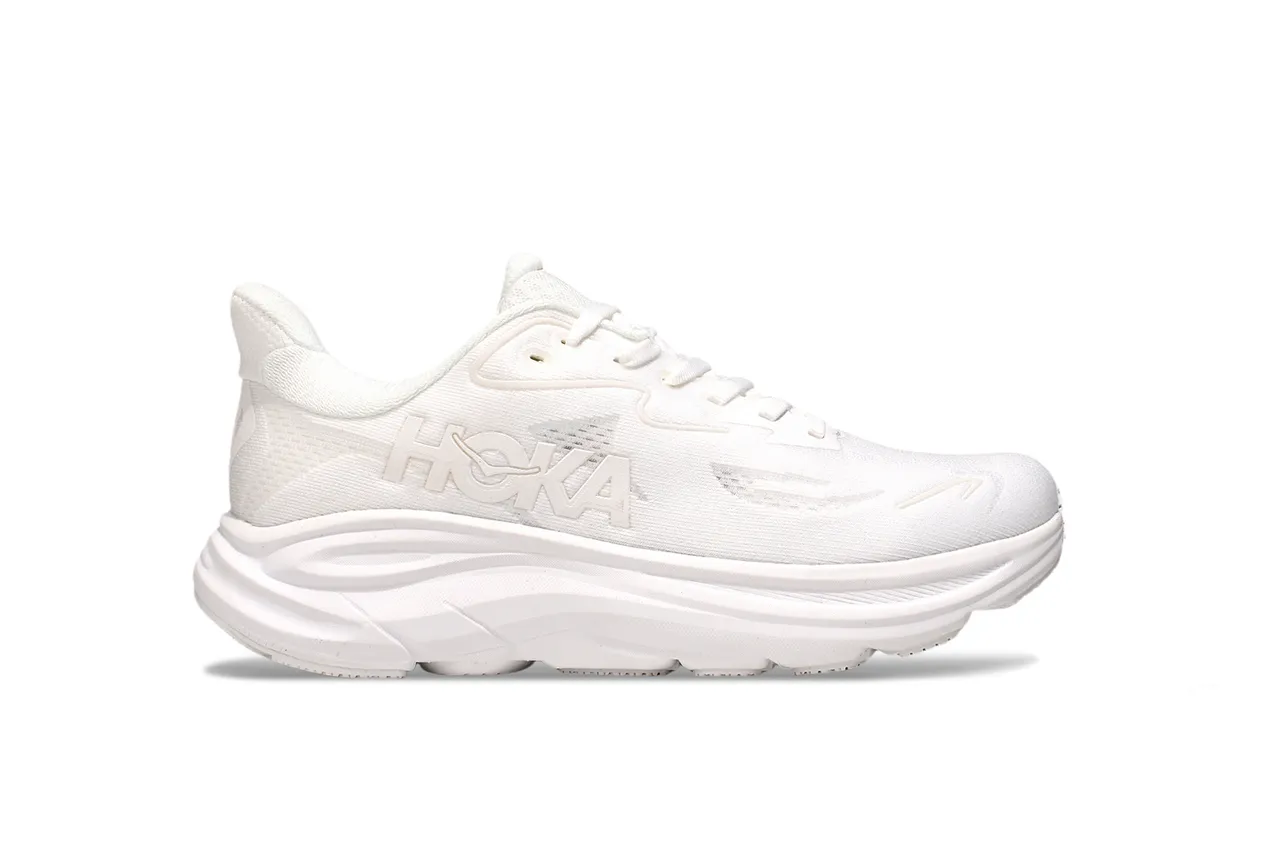 Hoka Clifton White Monochrome Engineered Knit Upper Running Shoes 2
