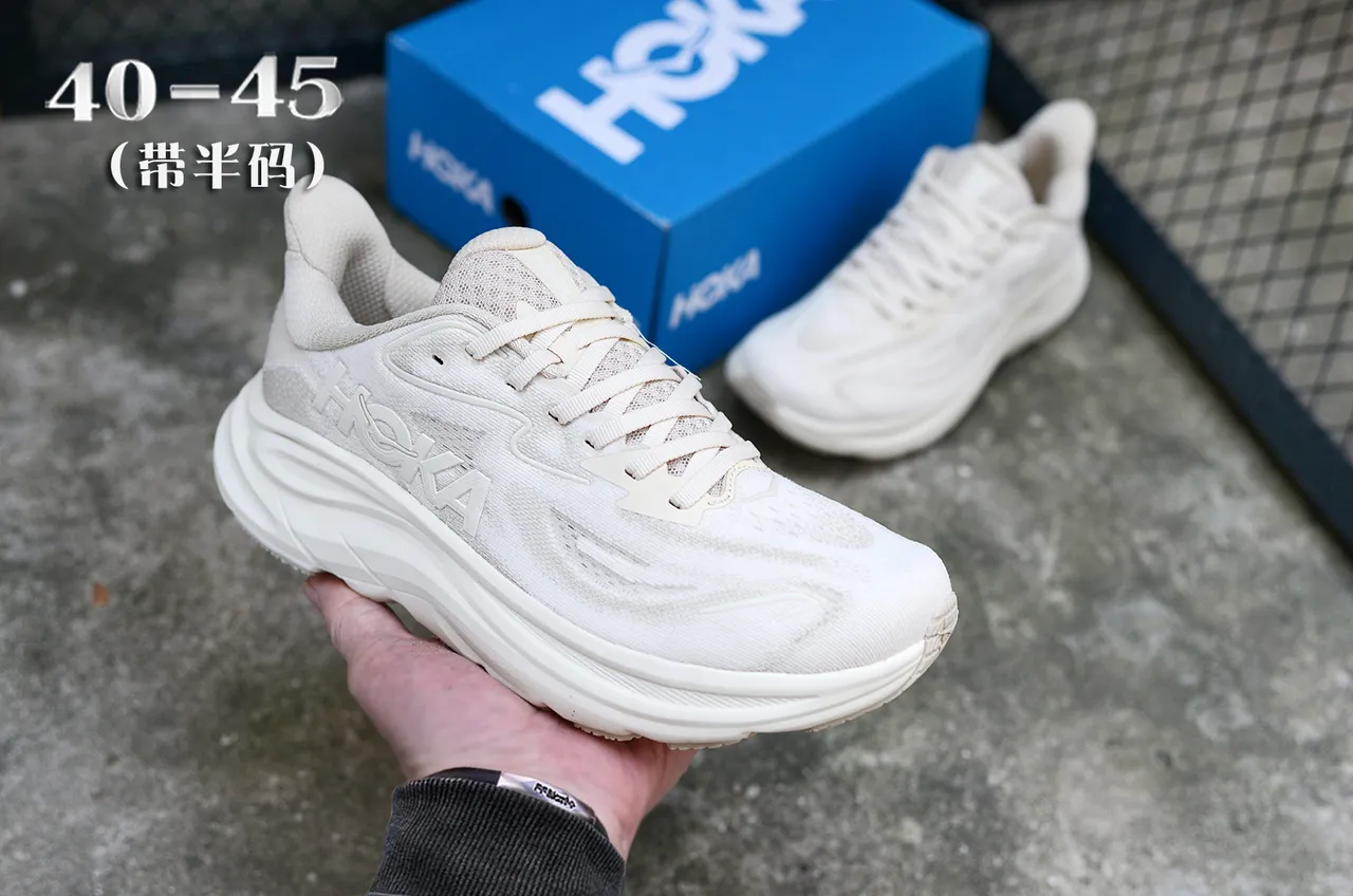 Hoka White Monochromatic Tonal Engineered Knit Upper Running Shoes 3