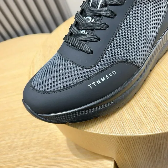 Hugo Boss حذاء رياضي أسود رمادي مع علوة شبكية وصناعية ووسطية متماسكة مطبوعة 8