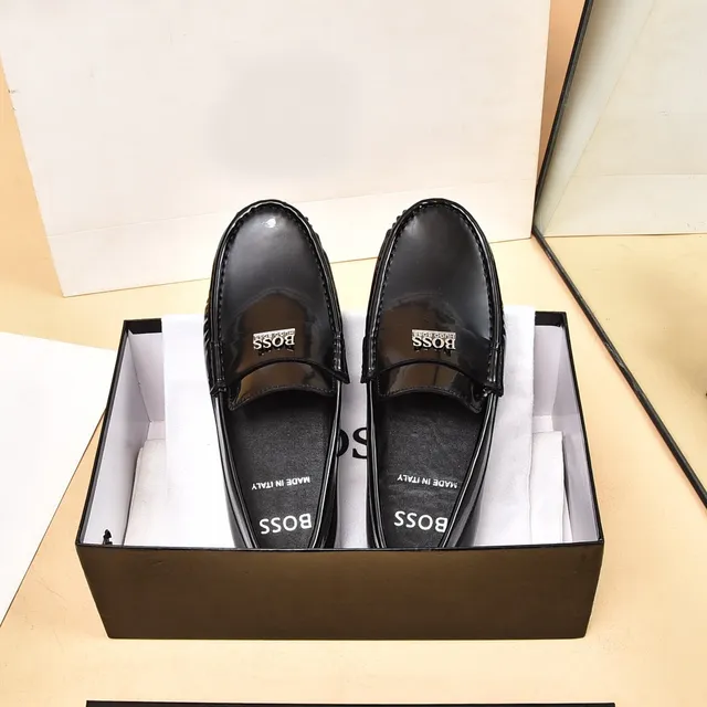 Hugo Boss Loafer de Cuero Charol Negro 9