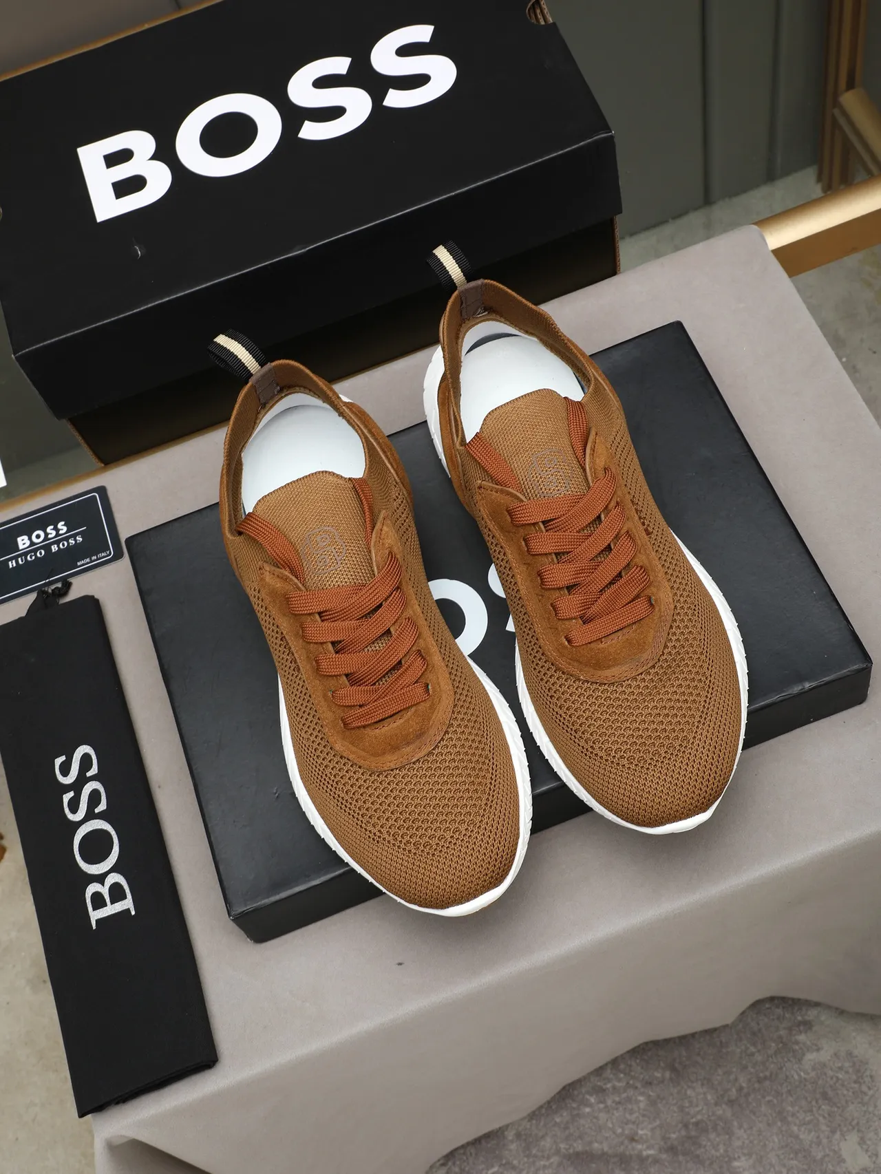 Hugo Boss Zapatillas Lifestyle Marrón de punto y ante 2