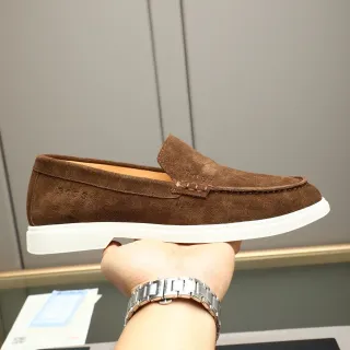 Hugo Boss Loafer de Ante Marrón y Blanco con Suela de Goma