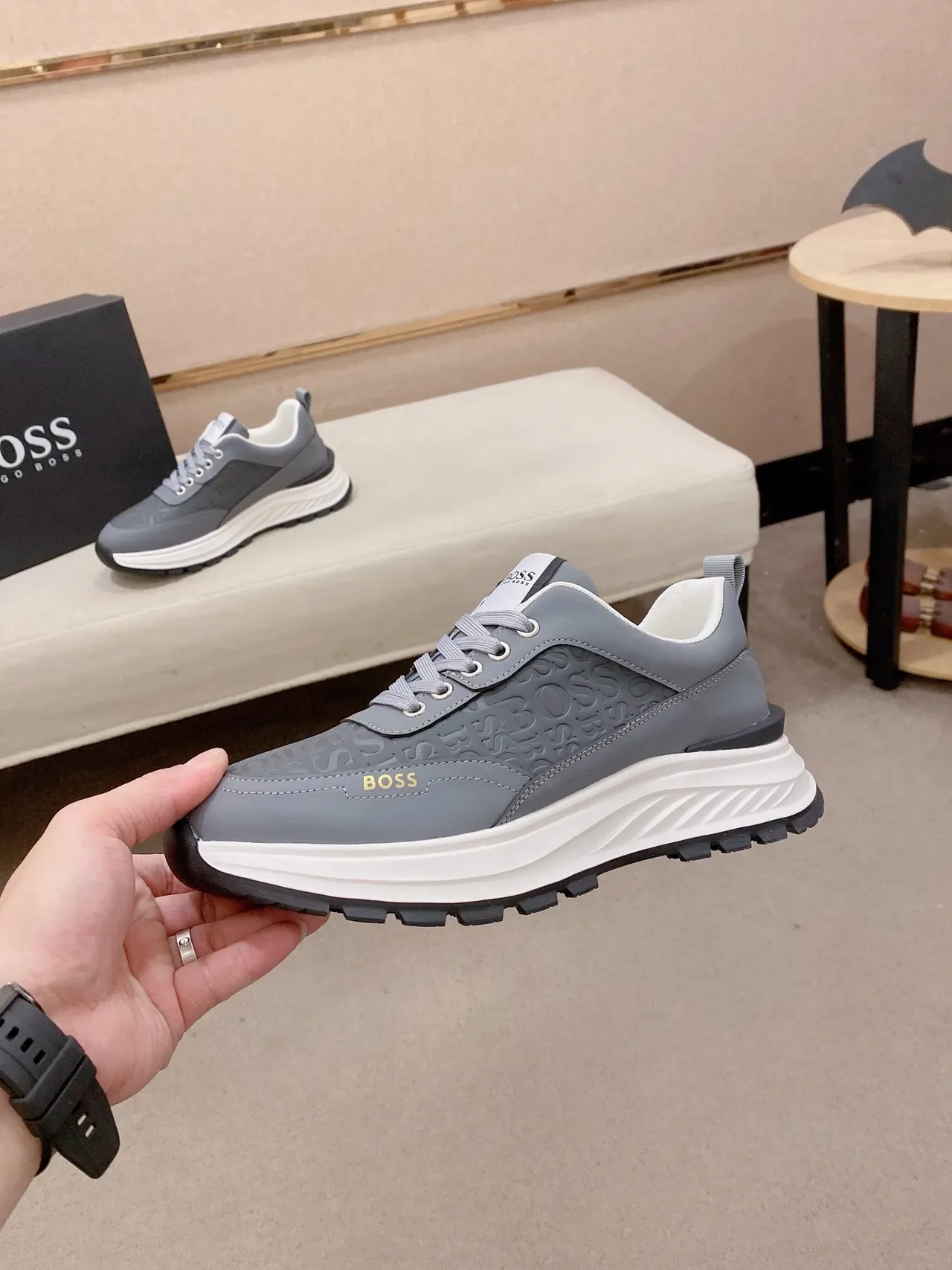 Hugo Boss Gris Monograma Embossado Zapatilla Lifestyle 3