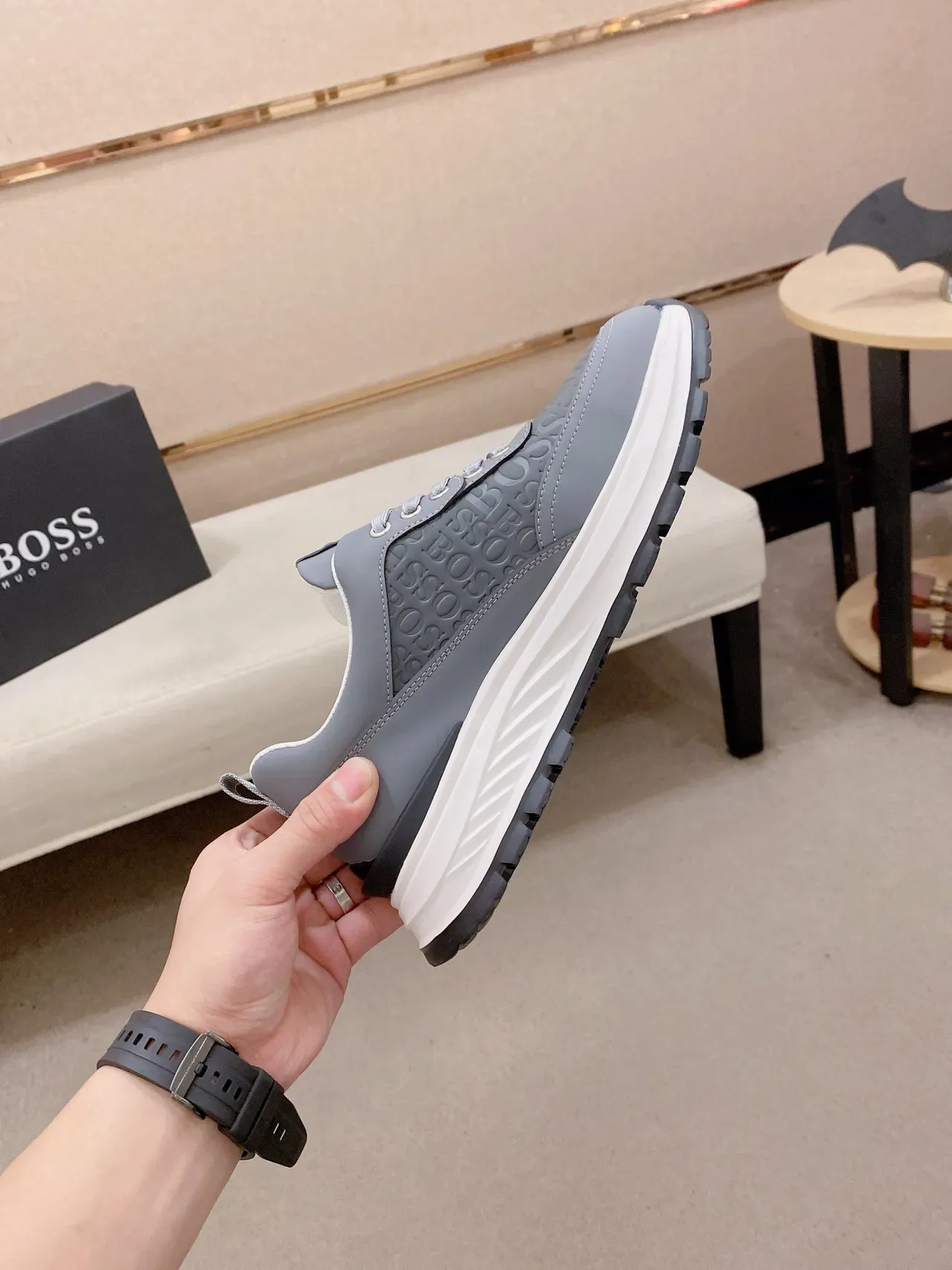 Hugo Boss Gris Monograma Embossado Zapatilla Lifestyle 5