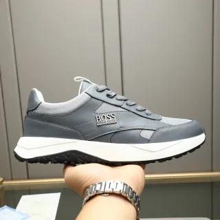 Hugo Boss 灰色网布皮革生活休闲鞋