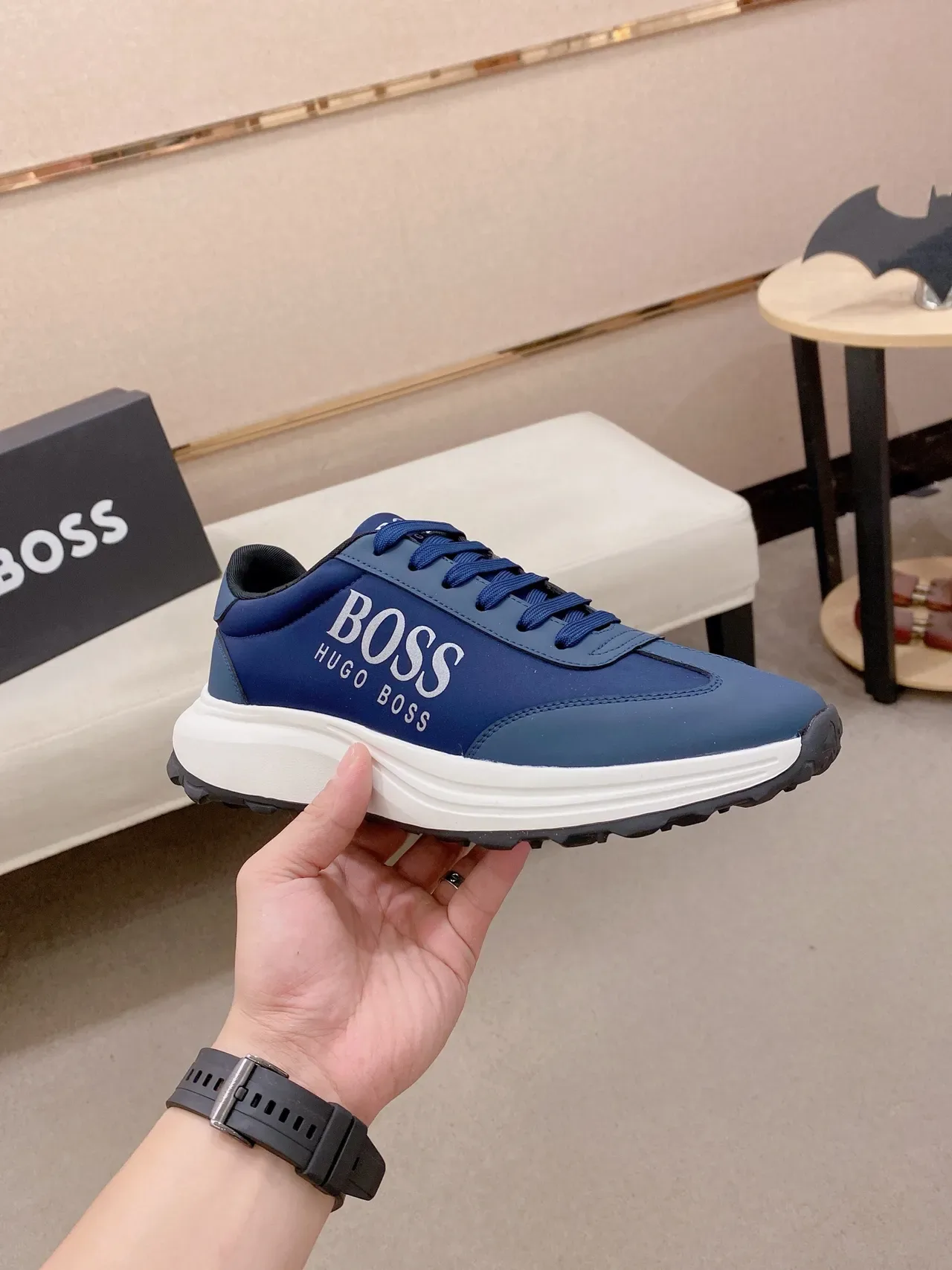 Hugo Boss Tênis Lifestyle Navy White Low-Top Com Upper Sintético 5