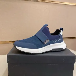Hugo Boss Bleu marine Blanc Slip-On Sangle Élastique Style de vie Sneakers