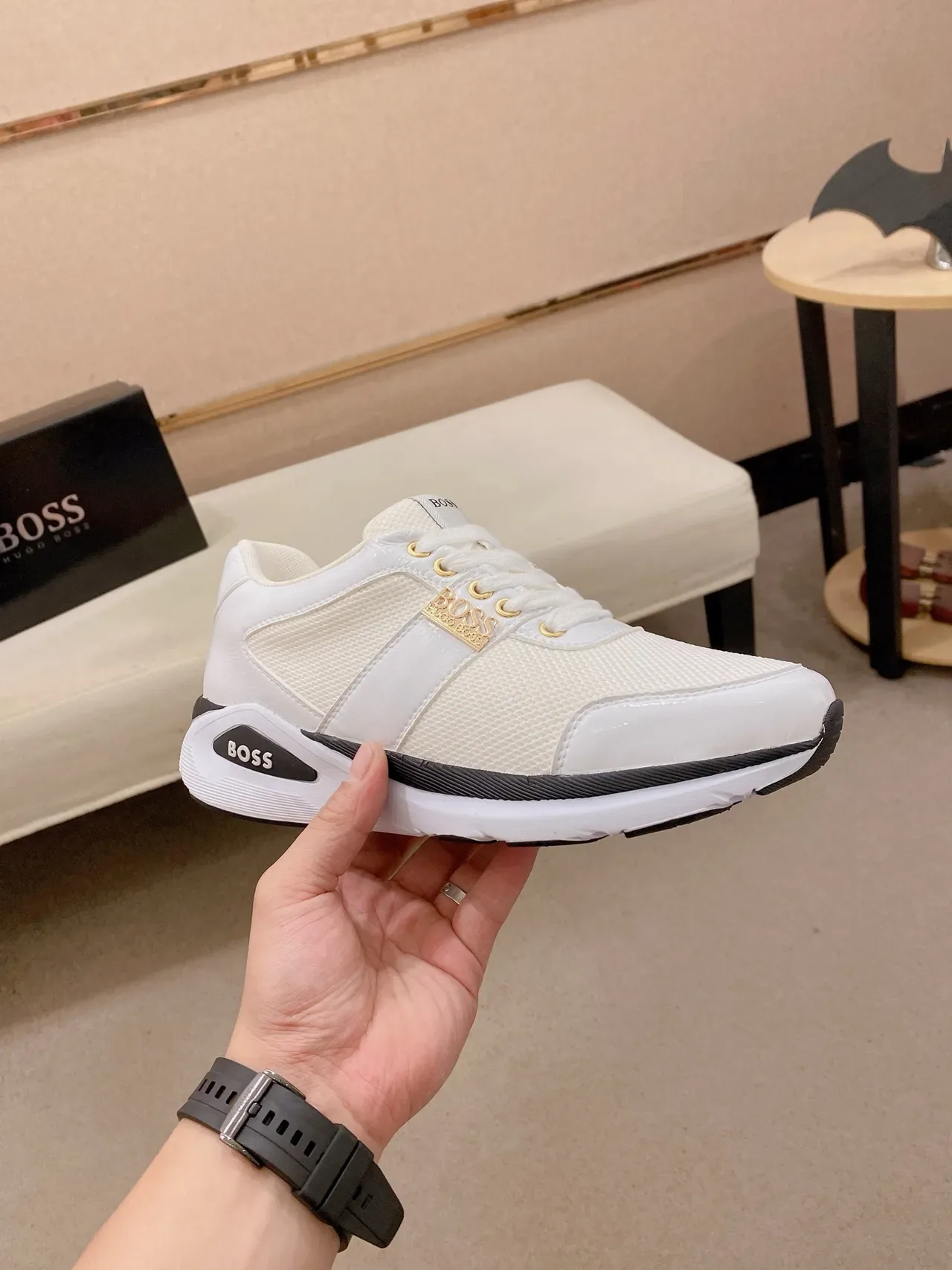 Hugo Boss White Mesh and Leather Lifestyle Sneaker 4