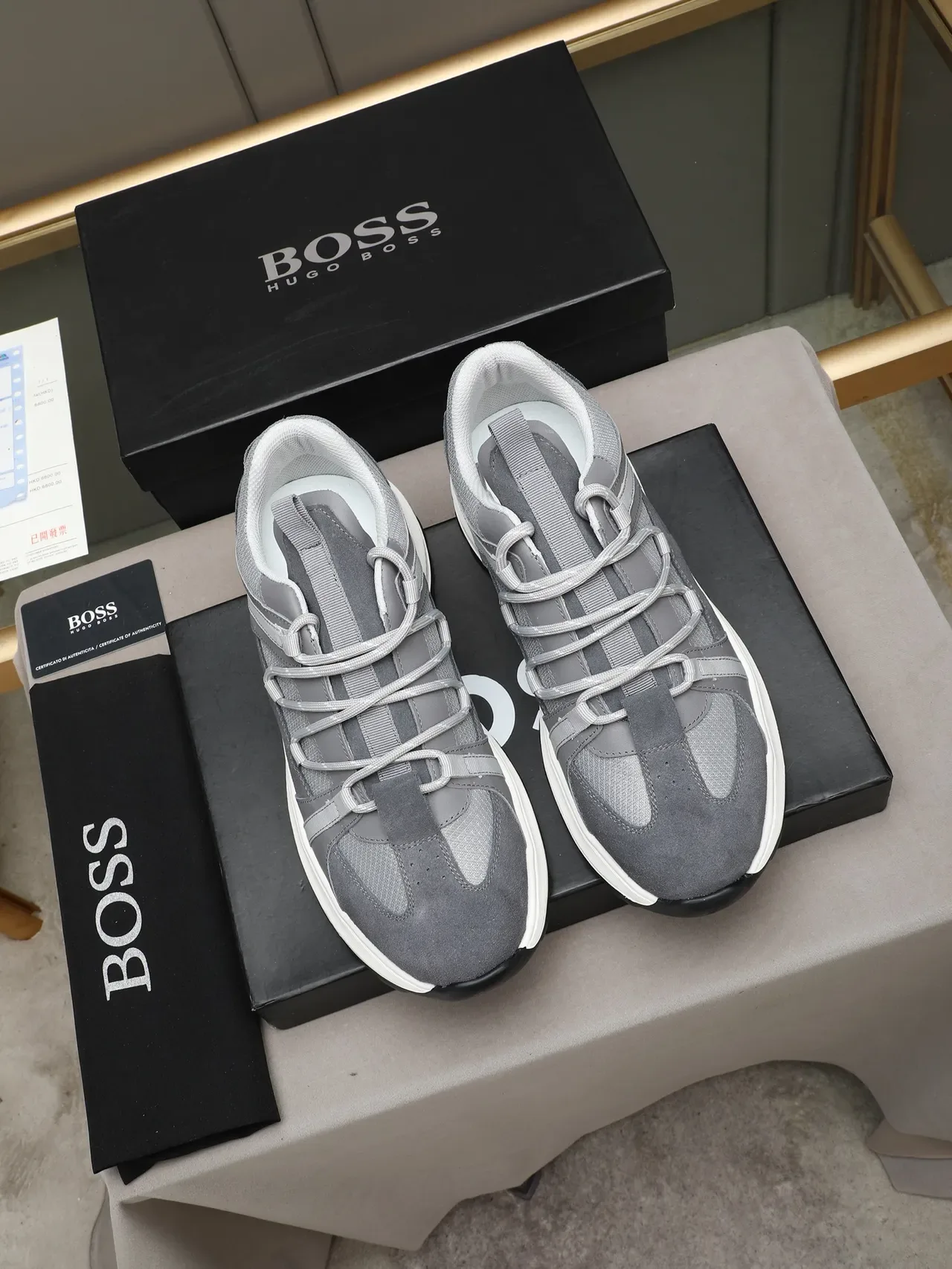 Hugo Gray and White Lifestyle Sneaker 2
