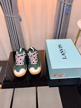 Lanvin हरा सफेद चमड़े की ऊपरी टो कैप जीवनशैली स्नीकर्स 5