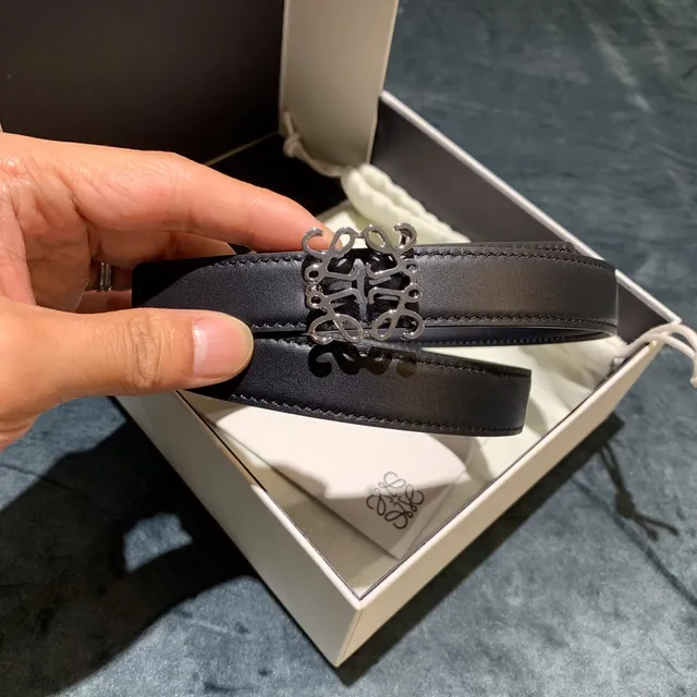 Loewe Anagram কালো চামড়ার বেল্ট 6