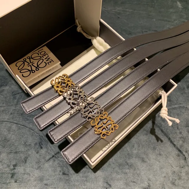 Loewe Anagram কালো চামড়ার বেল্ট 8