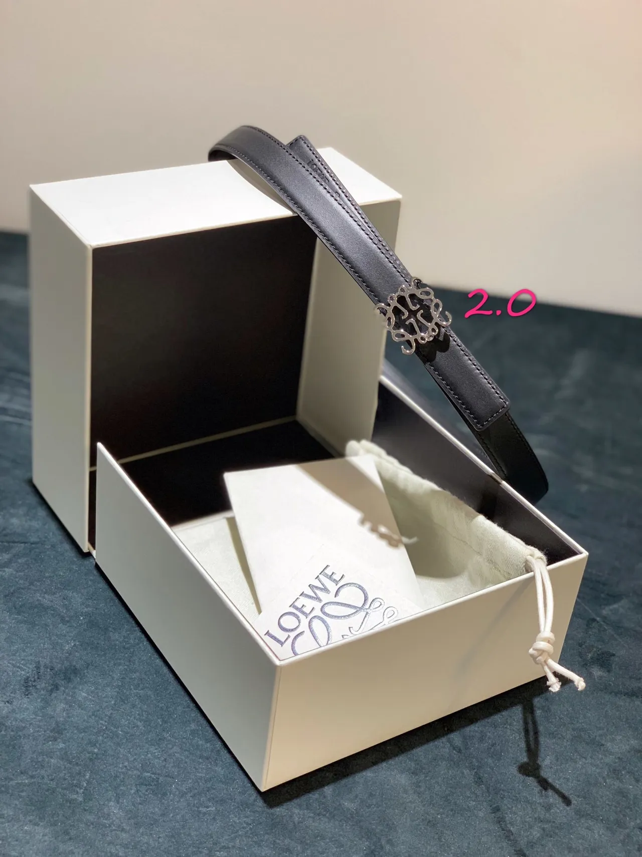 Loewe Anagram কালো চামড়ার বেল্ট 9