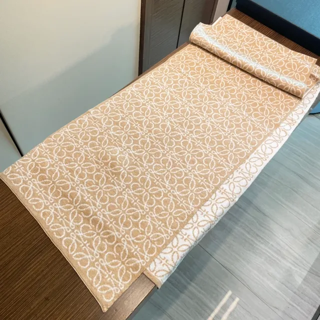 Loewe Monogram Knitted Beige and Cream Cashmere Scarf 8