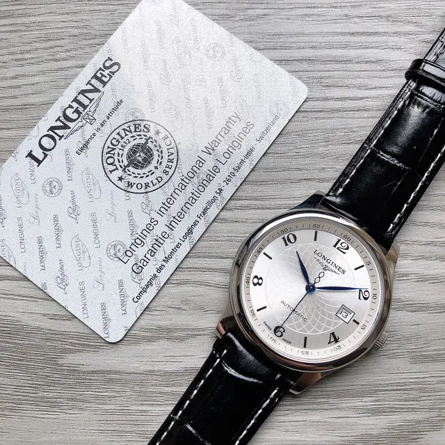 Longines भूरा चांदी क्लासिक ड्रेस गिलोशे डायल यांत्रिक घड़ी 3