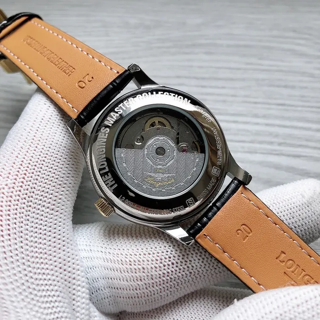 Longines भूरा चांदी क्लासिक ड्रेस गिलोशे डायल यांत्रिक घड़ी 4