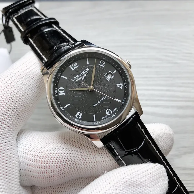 Longines भूरा चांदी क्लासिक ड्रेस गिलोशे डायल यांत्रिक घड़ी 5