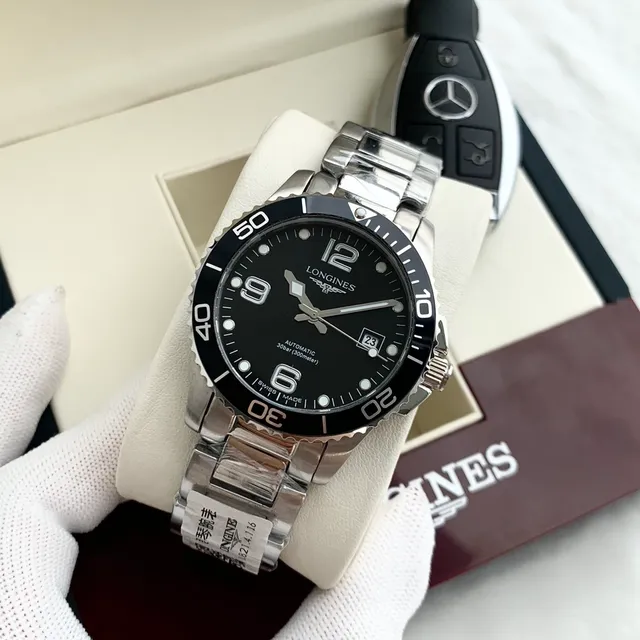 Longines Hydroconquest 黑色表盘 不锈钢 机械腕表 5