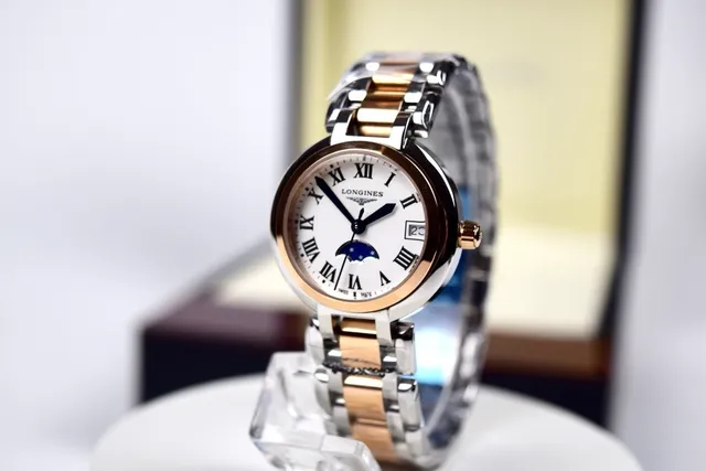 Longines Silver Gold Two-Tone Stainless Steel Moon Phase Complication Mechanical Watch 2