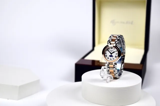Longines Silver Gold Two-Tone Stainless Steel Moon Phase Complication Mechanical Watch 3