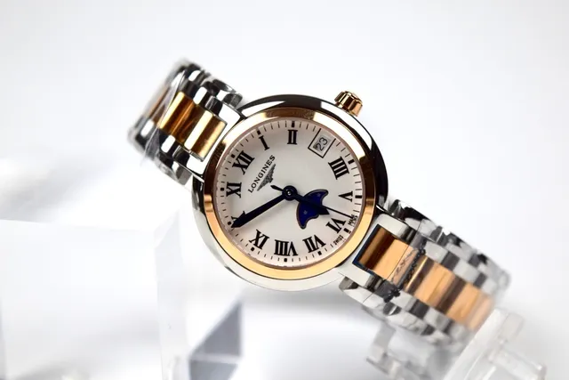 Longines Silver Gold Two-Tone Stainless Steel Moon Phase Complication Mechanical Watch 7