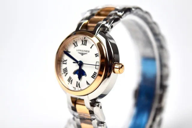 Longines Silver Gold Two-Tone Stainless Steel Moon Phase Complication Mechanical Watch 8