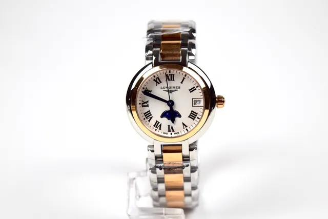 Longines Silver Gold Two-Tone Stainless Steel Moon Phase Complication Mechanical Watch 9