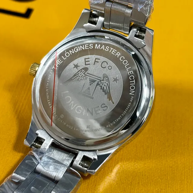 Longines Ouro Branco Duas Cores Aço Inoxidável Dial Guilloché Quartzo Relógio 3