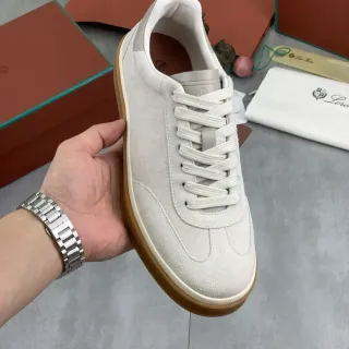 Loro Piana Beige Brown Suede Upper Gum Rubber Sole Lifestyle Sneakers