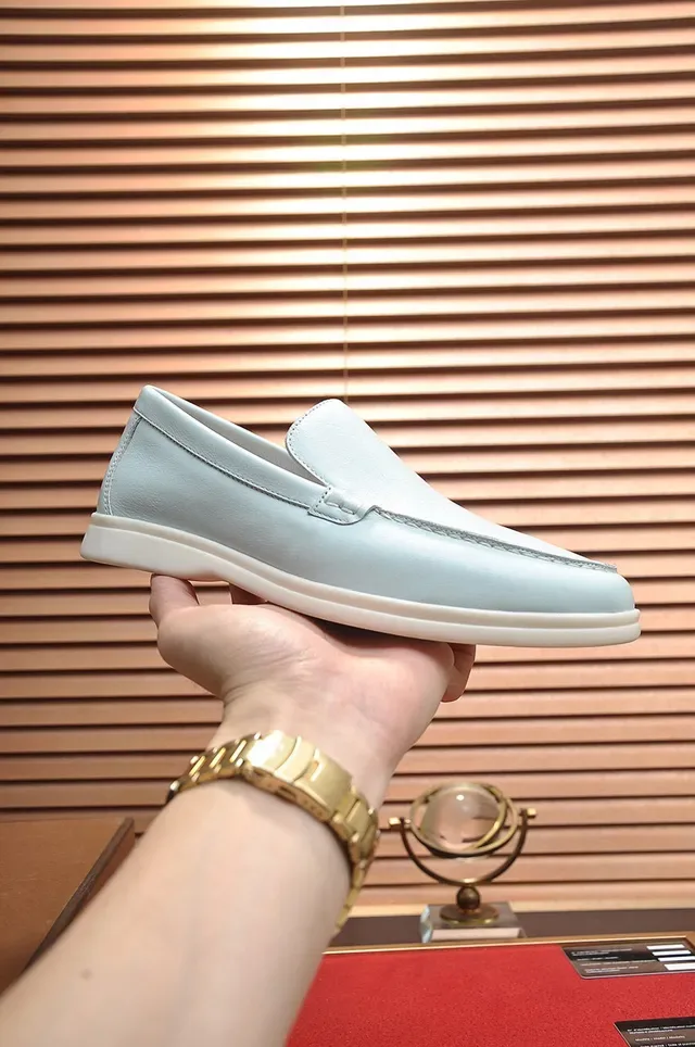 Loro Piana Summer Walk Mocassins en Cuir Off-White 7