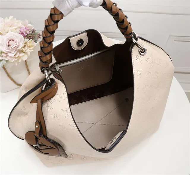 Louis Vuitton Beige Brown Perforated Monogram Leather Braided Top Handle Handbag 16