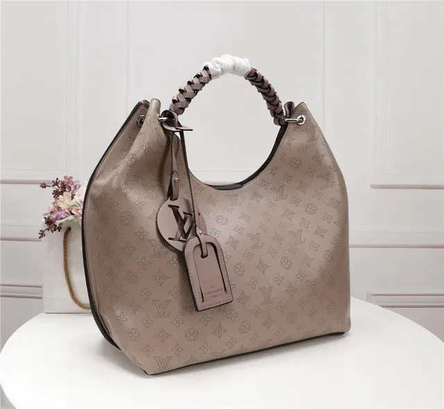 Louis Vuitton Beige Brown Perforated Monogram Leather Braided Top Handle Handbag 20
