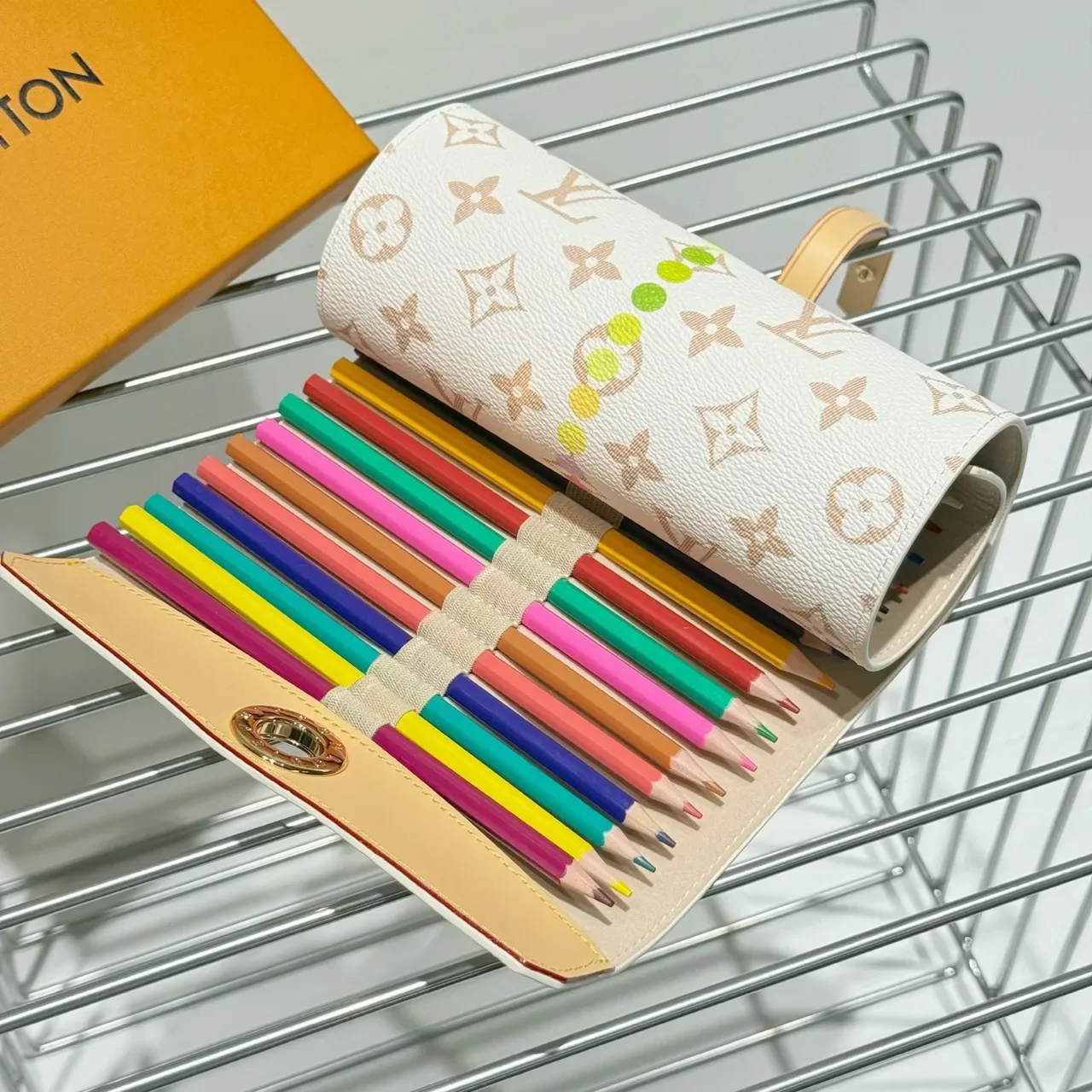 Louis Vuitton Beige Gold Cylindrical Roll-Up Monogram Canvas Wristlet 3