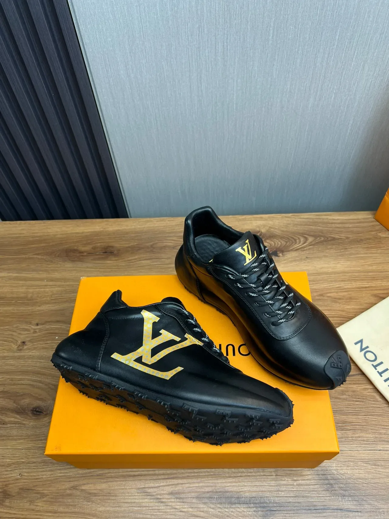 Louis Vuitton Black and Gold Monogram Lifestyle Sneaker 6