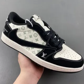 Louis Vuitton Tênis Lifestyle Monograma Lona Preto e Bege Baixo