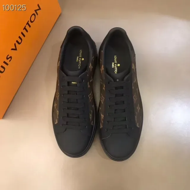 Louis Vuitton Black Brown Monogram Canvas Upper Rubber Toe Cap Lifestyle Sneakers 7
