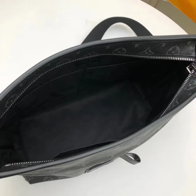 Louis Vuitton Noir Brun Monogramme Toile Enduite Cuir Placa Acento Sac à Bandoulière 3