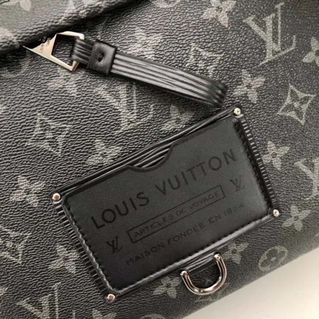 Louis Vuitton Noir Brun Monogramme Toile Enduite Cuir Placa Acento Sac à Bandoulière 6