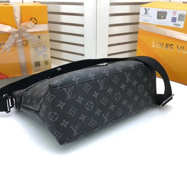 Louis Vuitton Noir Brun Monogramme Toile Enduite Cuir Placa Acento Sac à Bandoulière 7