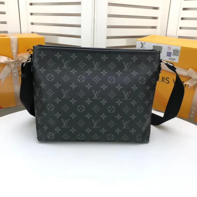Louis Vuitton Noir Brun Monogramme Toile Enduite Cuir Placa Acento Sac à Bandoulière 8