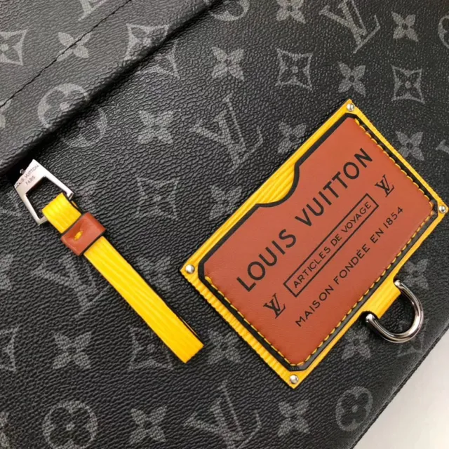 Louis Vuitton Noir Brun Monogramme Toile Enduite Cuir Placa Acento Sac à Bandoulière 13