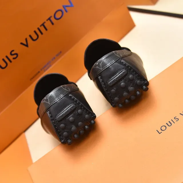Louis Vuitton Black Navy Leather Monogram-Trimmed Strap Loafer 2