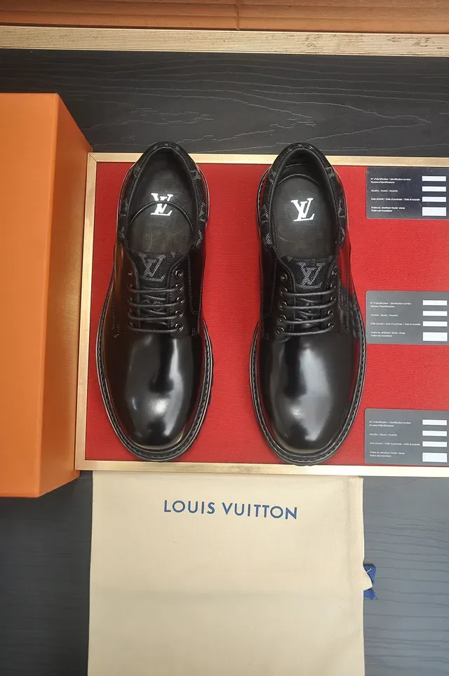 Louis Vuitton Black Polished Leather Oxford Shoes 5