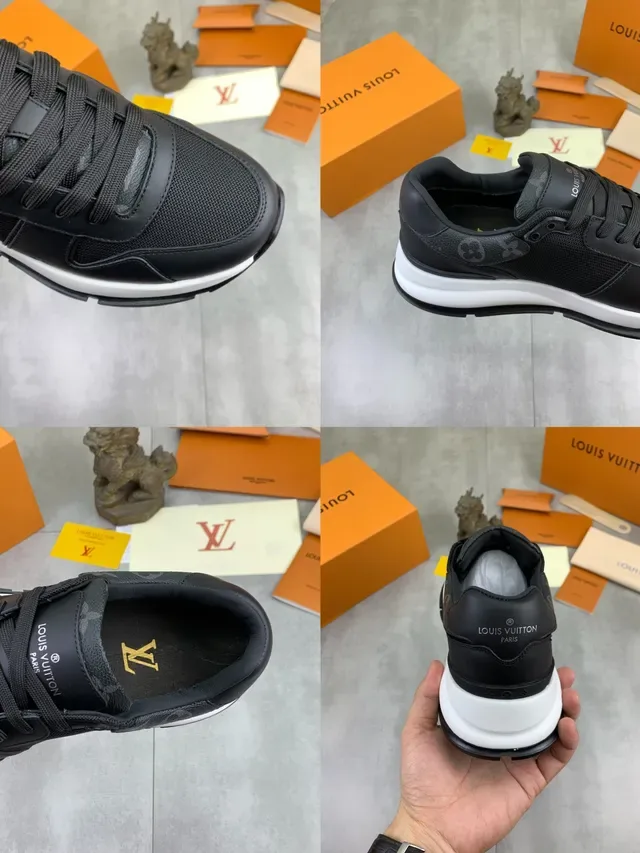Louis Vuitton Pretos e Brancos Couro e Malha Superior Sola Escultada Lifestyle Sneakers 2