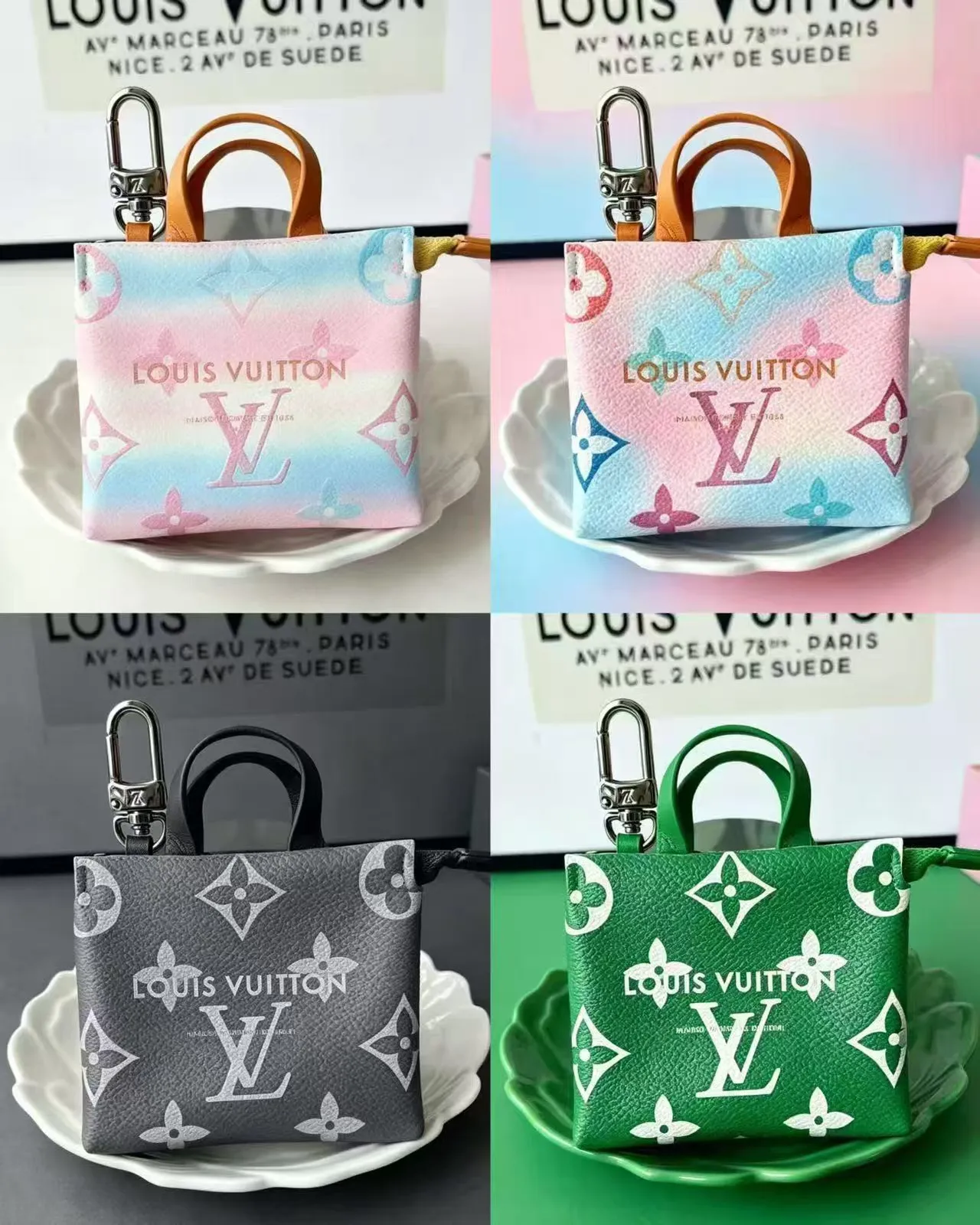 Louis Vuitton Bolsa Boston Miniatura Silhueta Estruturada de Couro com Impressão de Monograma em Azul Marinho 2