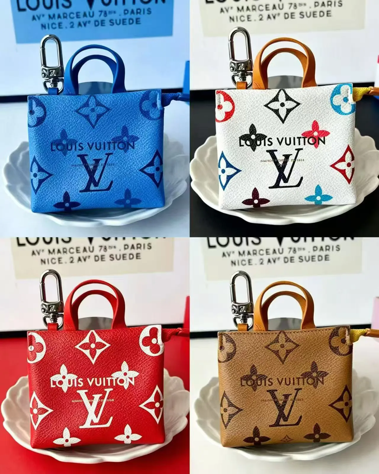 Louis Vuitton Bolsa Boston Miniatura Silhueta Estruturada de Couro com Impressão de Monograma em Azul Marinho 3